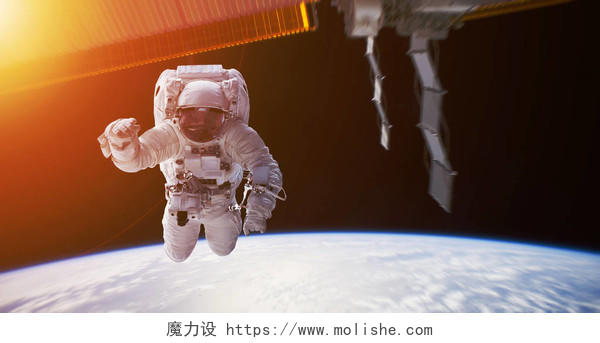 宇航员在空间站工作的空间站元素航天日